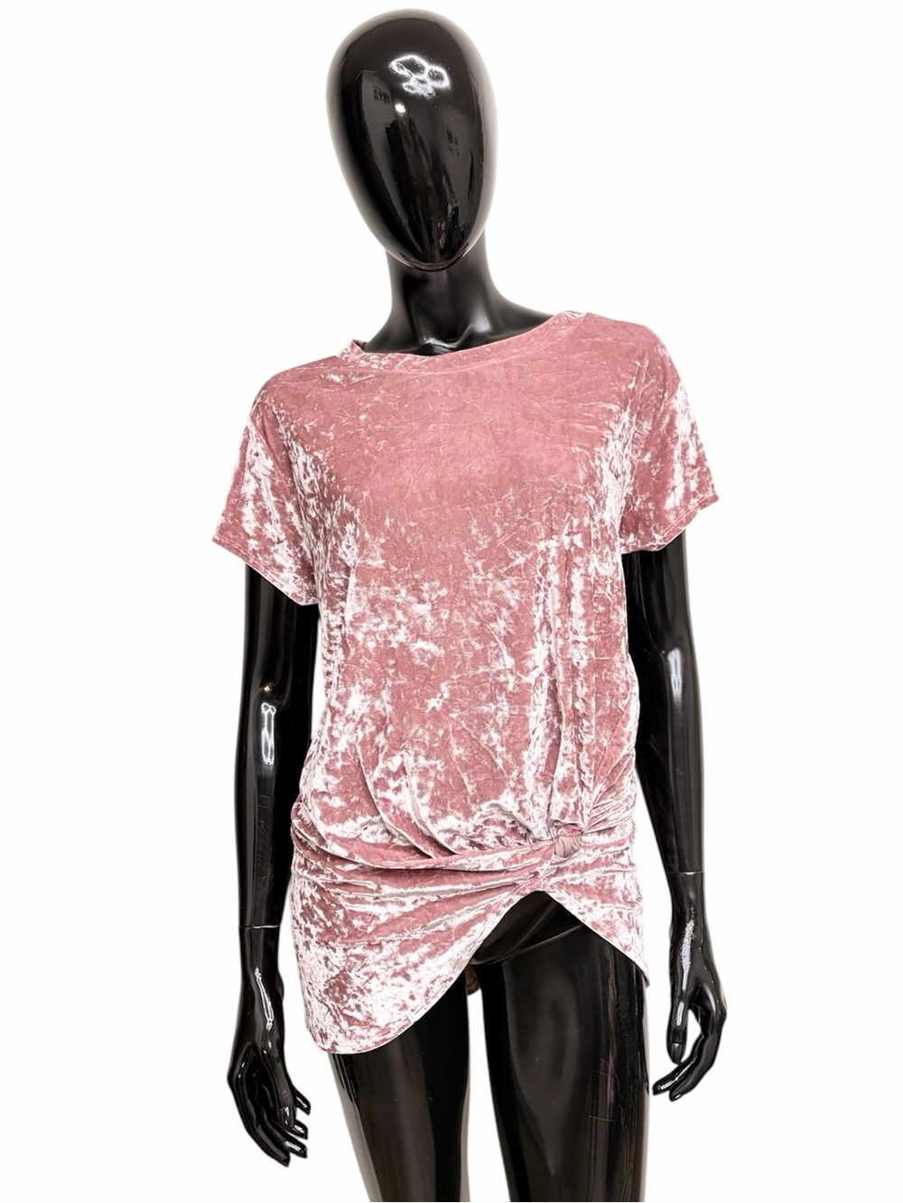 Hummingbird Dusty Rose Crushed Velvet Twist-Front Tee